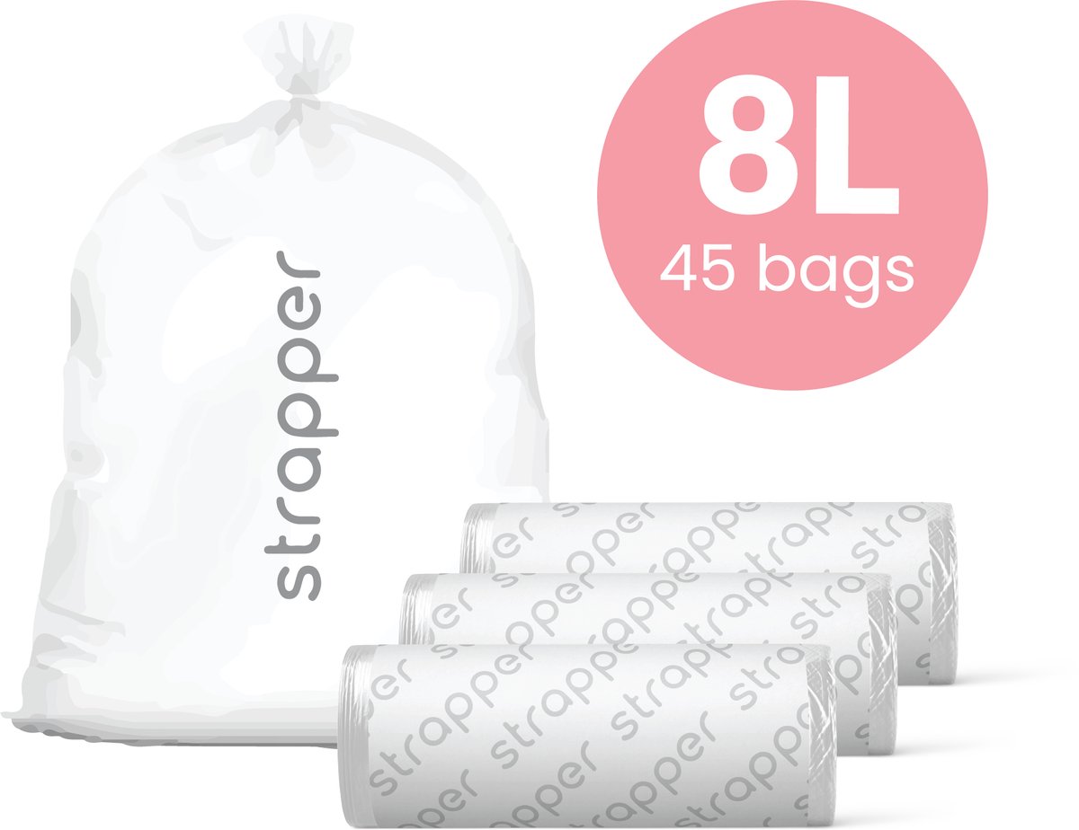 Strapper 45 Odor Lock Afvalzakken 8L - Geschikt voor luieremmers van Chicco en We-Too - 45 Stuks