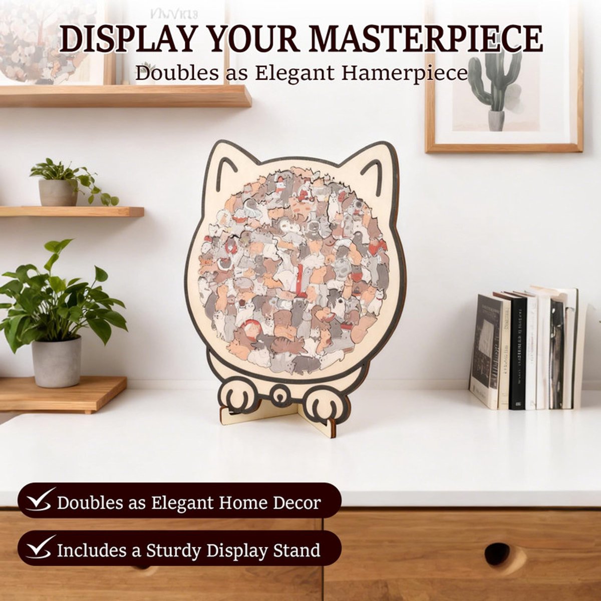 Houten kattenpuzzel - houten puzzel voor volwassenen in de vorm van een kat - Kleurrijke houten puzzel in de vorm van een kat - creatieve kattenpuzzel - Creatief cadeau voor kattenliefhebbers - Woondecoratie — cadeau in Spellen & Speelgoed - foto 5