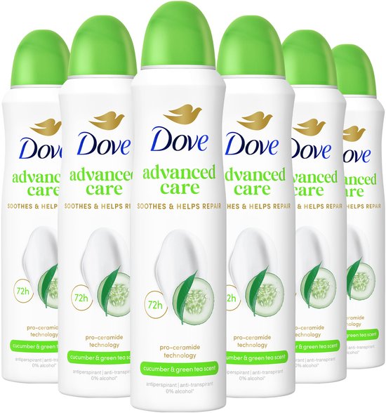 Dove - Anti-Transpirant Deodorant Spray - Advanced Care - Cucumber & Green Tea - 6 x 150 ml