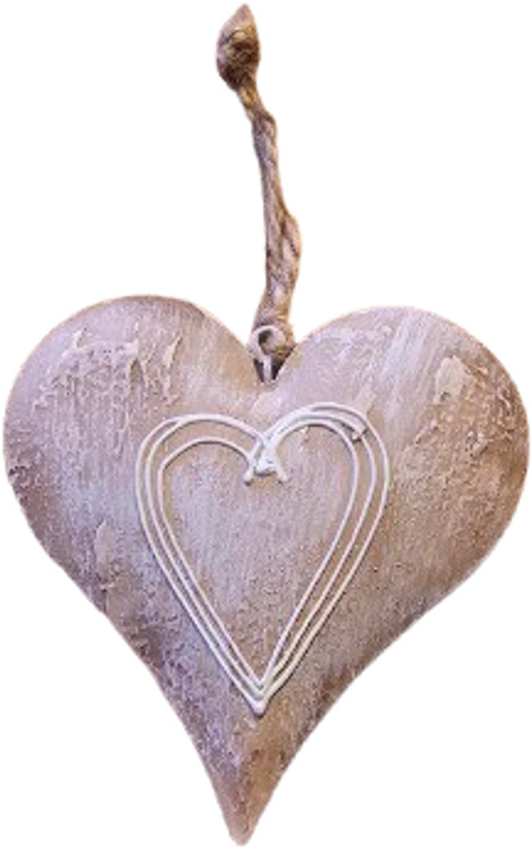 Metalen hart decoratie bloempot landelijk brocante cadeau sfeer accessoire