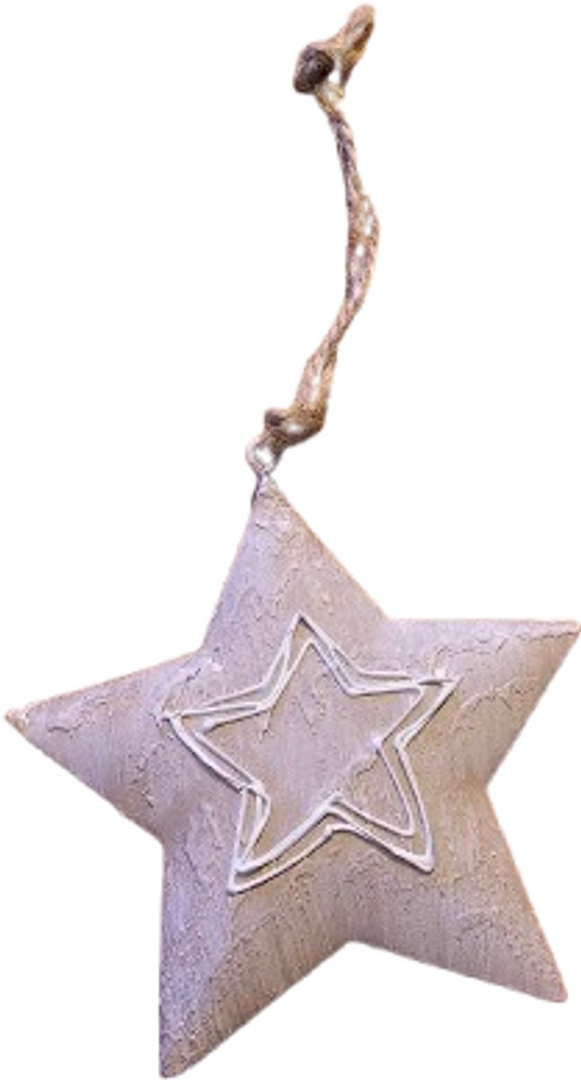 Metalen ster decoratie bloempot landelijk brocante cadeau sfeer accessoire