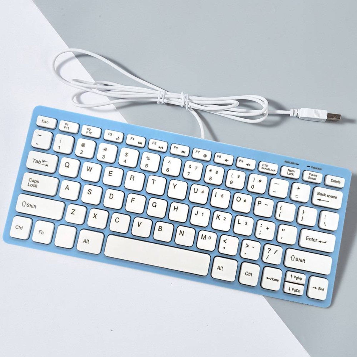 USB-desktop-/laptoptoetsenbord met bedraad mini-stille vierkante toetsenblok (blauw)