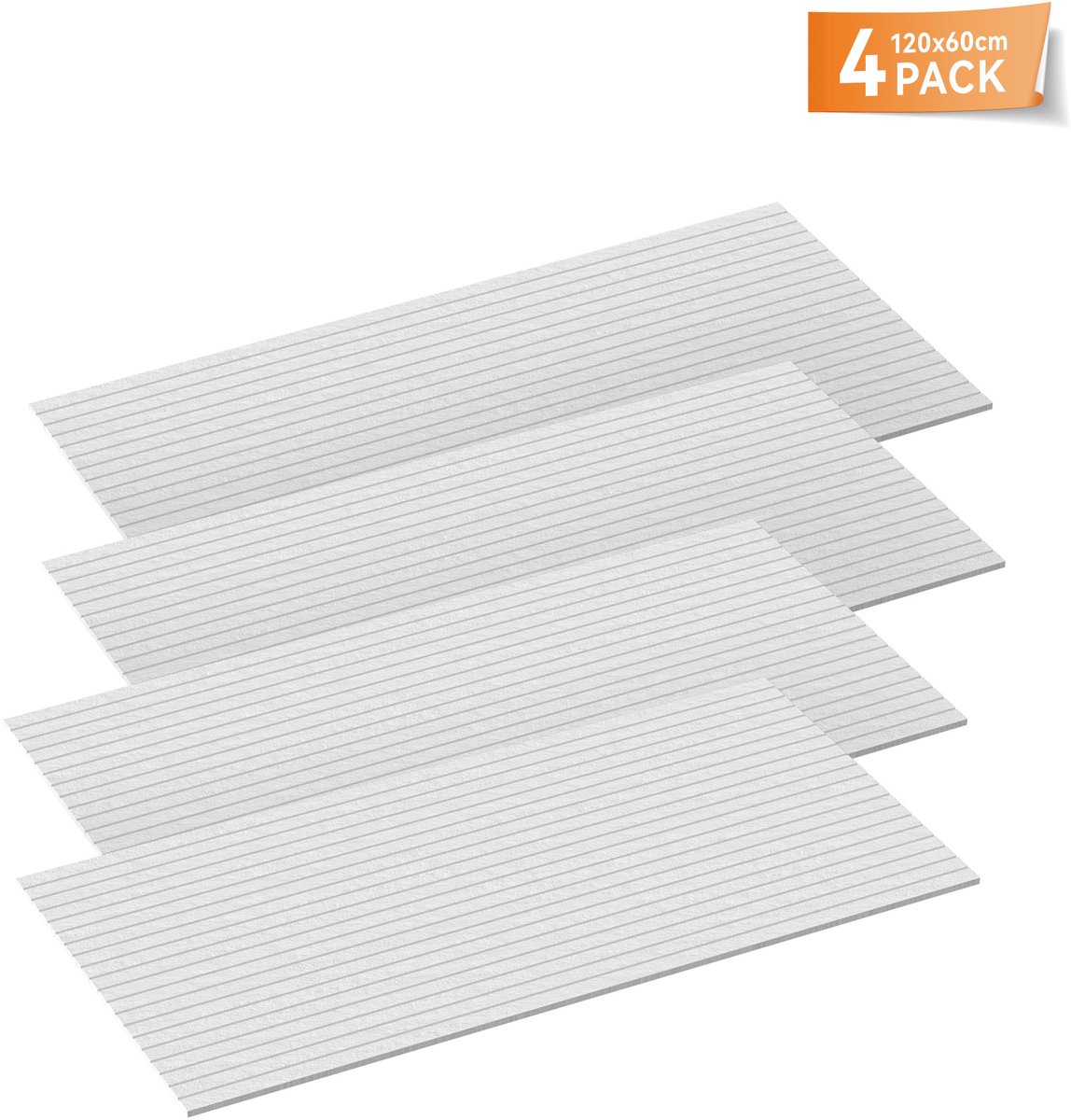 Aufun Rechthoekige Akoestische Panelen 120x60cm Wit - 4 Stuks Zelfklevende Wandbekleding