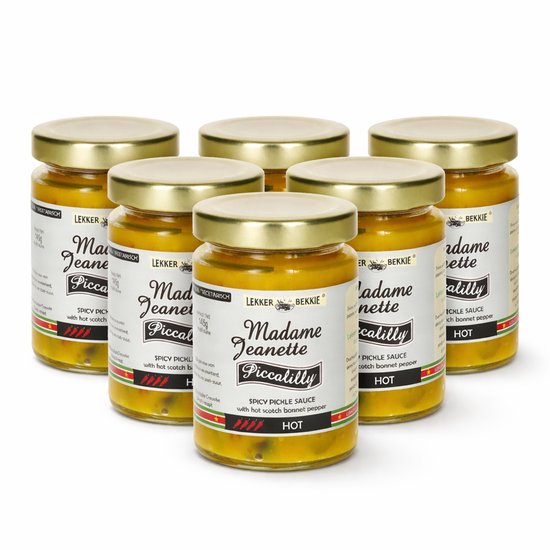 Lekker Bekkie 6 x Madame Jeanette Piccalilly 145 gram | spicy pickle sauce | halal vegetarisch
