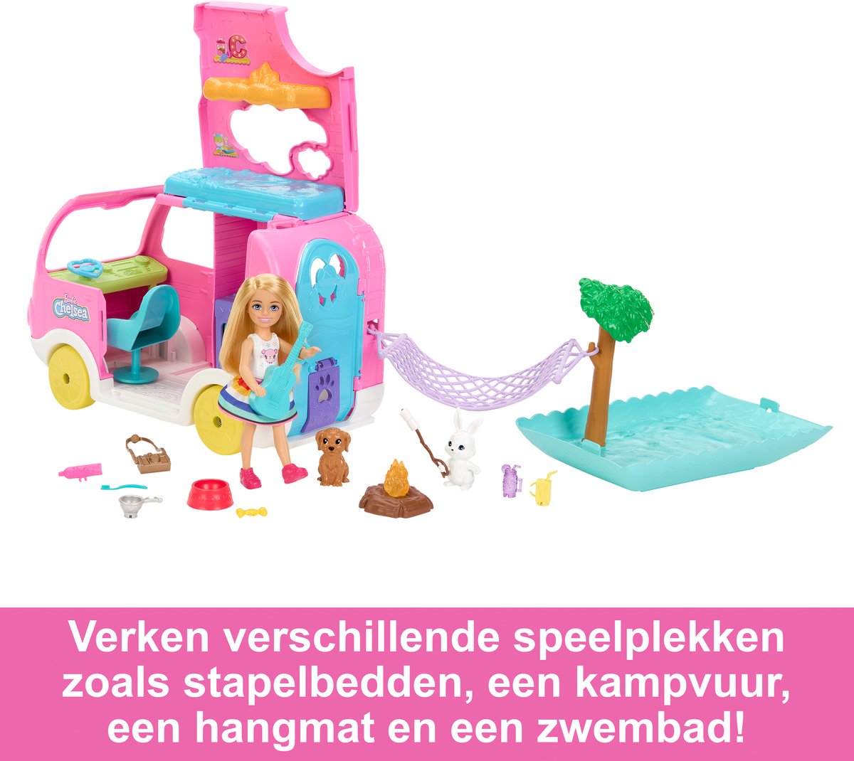 Barbie Chelsea Camper met hondje en konijn - Speelfigurenset — afbeelding 5