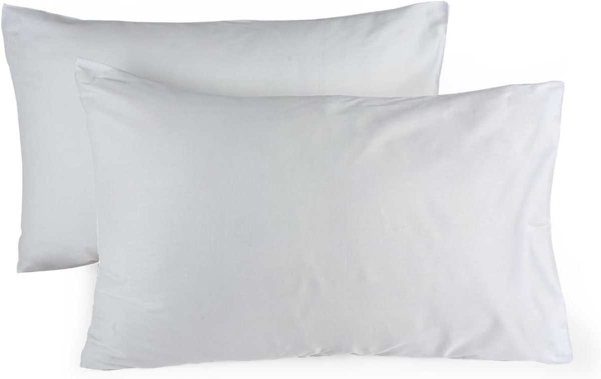 Famanu Kussenslopen 60x90 cm wit set 2, 100% puur katoensatijn, zacht glad ademend, premium beddengoed