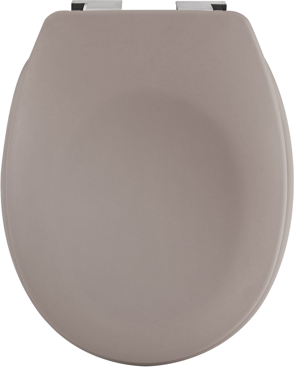 spirella Toiletbril Softclose - Duroplast WC-Bril met Chromen Scharnieren - Antislip Voetjes - Matte afwerking - Taupe