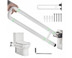 Toiletbeugel - Toiletgreep - Badkamerhandgreep - Opvouwbare Toiletsteun - 60cm Wit & Antislip - Voor Ouderen & Zwangeren - Eenvoudige Montage & Stevig - Draagvermogen tot 150KG