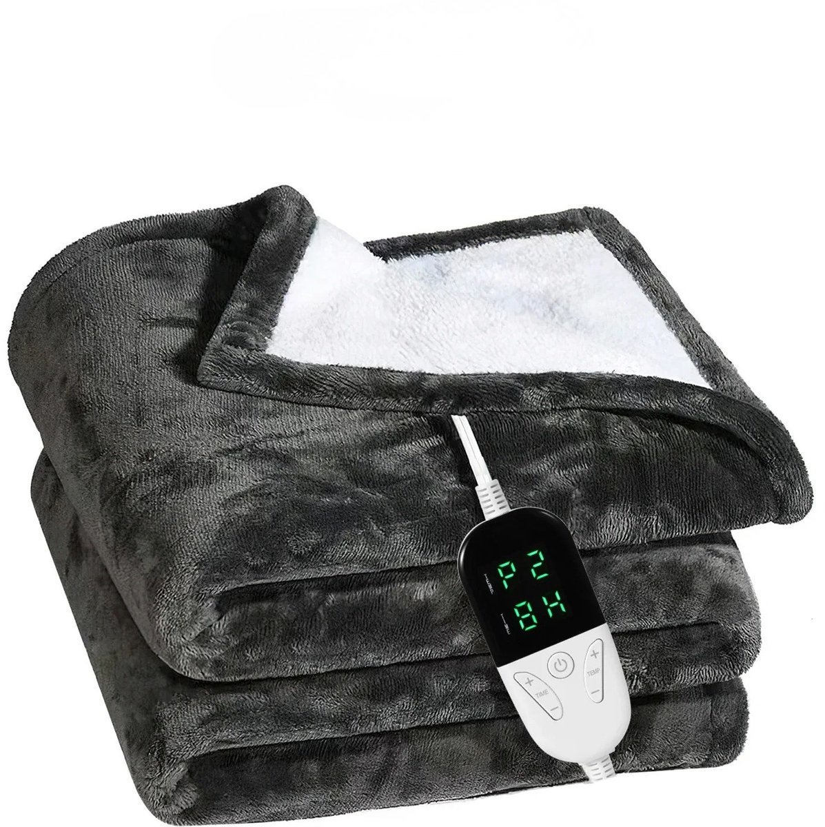 DoneMore® - elektrische deken - flanellen verwarmingsdeken - temperatuur verstelbaar - timerfunctie - zwart - 180 x 150 cm - 1,8 kg