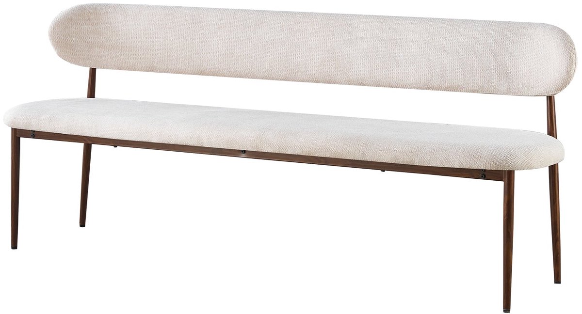Eetkamerbank Japandi 200cm beige Reika walnoot japanse stijl eetbank