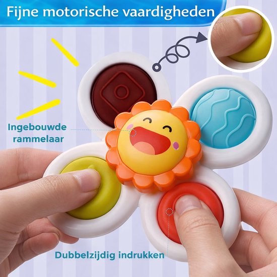Jumalu® - Badspinners XL met Zuignap - Sensorisch Montessori Badspeelgoed - Fidget Spinners voor Baby’s & Peuters - 3 Stuks van Merkloos — afbeelding 3