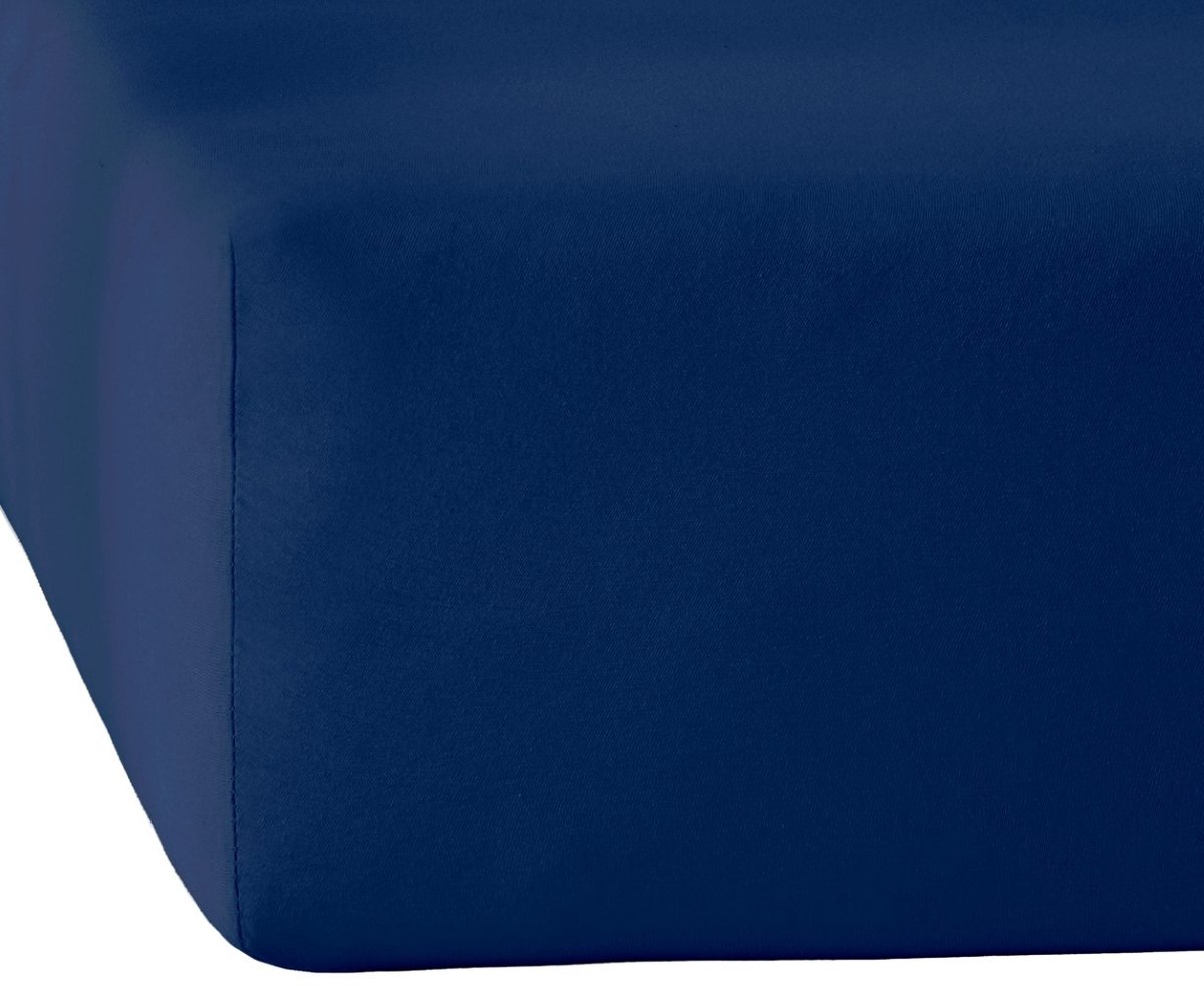 De Witte Lietaer Hoeslaken Elena Navy Blue - 180 x 200/220 x h 30 - Katoen Jersey