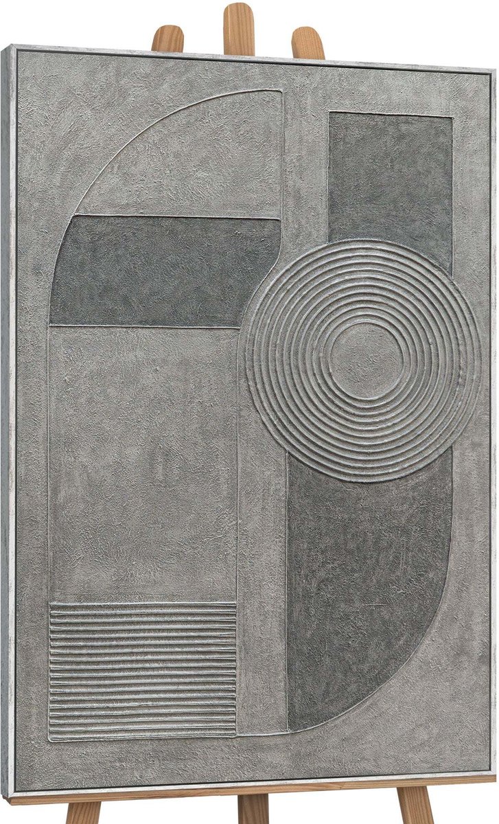 YS Canvas schilderij 140x100 cm handgeschilderd grijze akkoord – YS-Art Gallery – Lijst: Antiek – Luxe wanddecoratie Antik