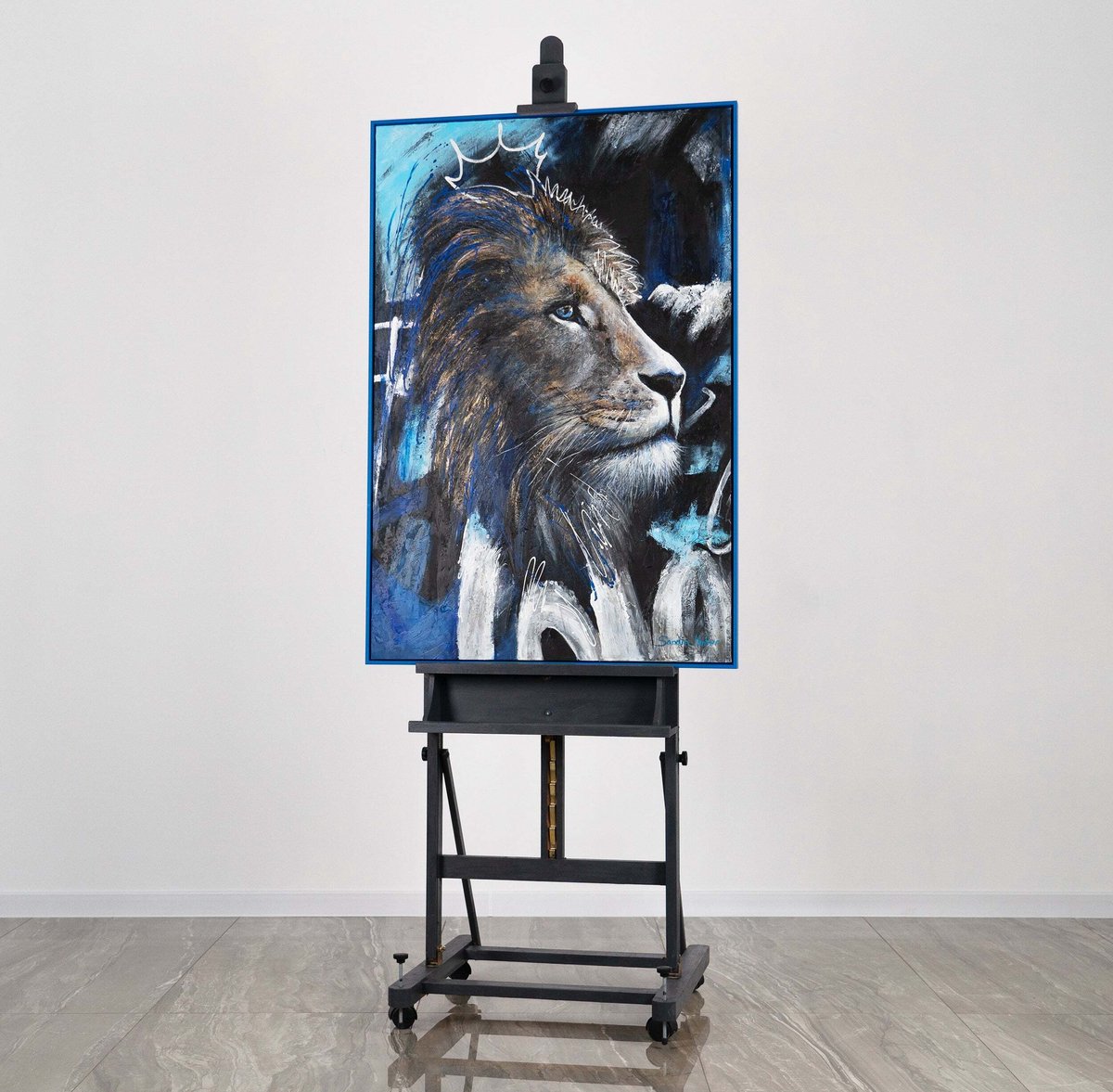 YS Canvas schilderij 120x80 cm handgeschilderd ontwakenende kracht abstract – YS-Art Gallery – Energieke wanddecoratie voor woonkamer – Modern schilderij voor hal en kantoor Blue