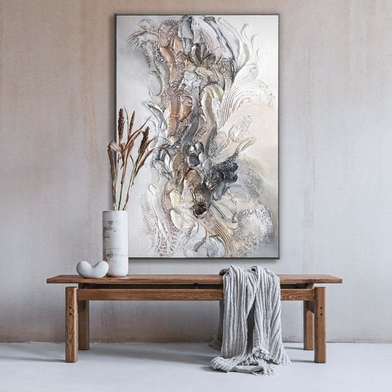 YS Painting "Eternity III" - Handgeschilderd canvas painting 120x80 cm - Wall decoration Abstract - Neutral - Black gold - Living room wall decoration - Bedroom decoration - Room accessories - Abstract painting black white