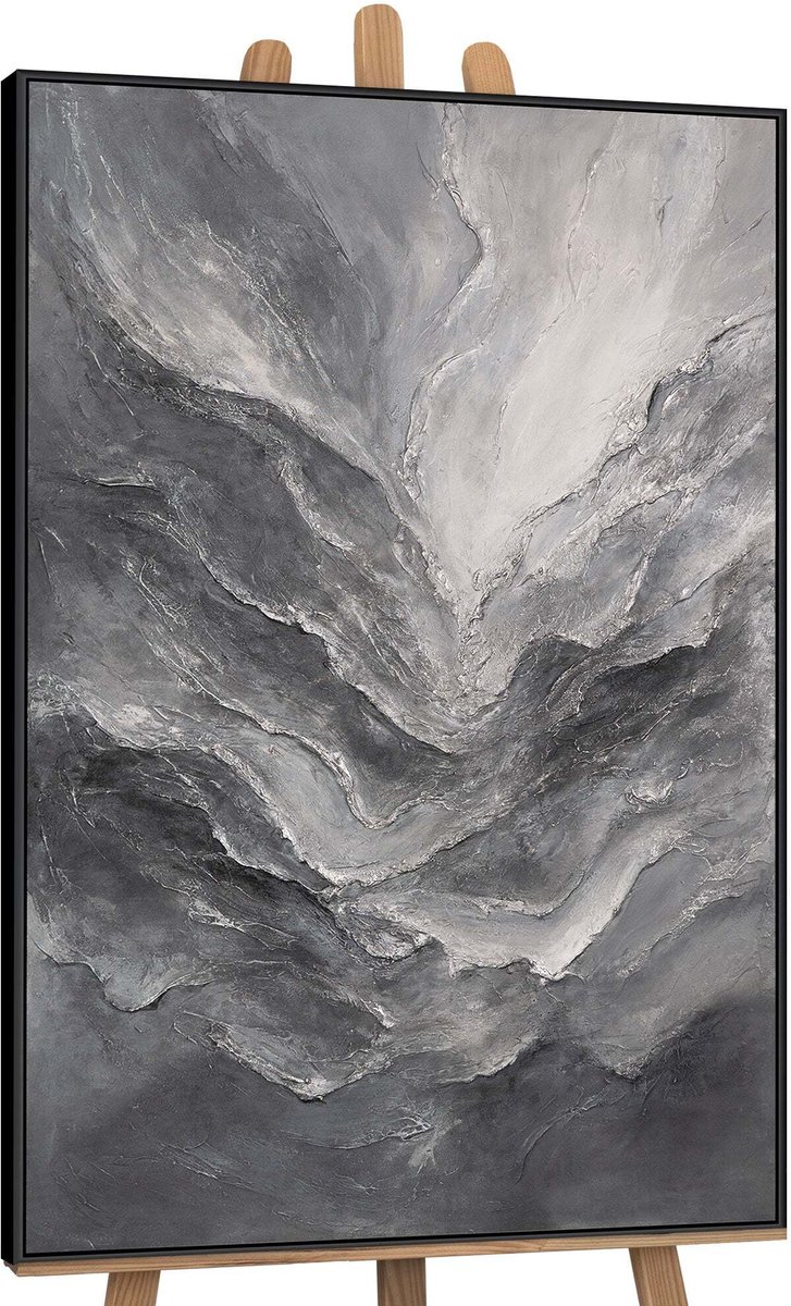 YS Canvas schilderij handgeschilderd memory of rocks abstract – YS-Art Gallery – Luxe wanddecoratie voor woonkamer – Modern schilderij voor slaapkamer en hal Black