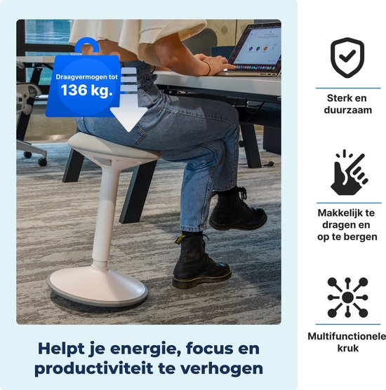 Backerz Wiebelkruk - Ergonomische Wiebel Stoel hoogte 55-80cm - Balanskruk - Zit Sta kruk - Zadelkruk Zwart