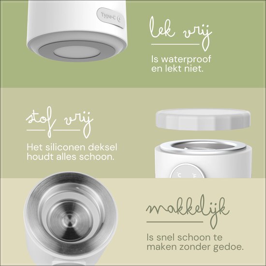 Monkilou Draagbare Flessenwarmer - Onderweg - Draadloos - 4 Temperatuurniveaus - Met Transporttasje - Met Adapters van Monkilou — afbeelding 4