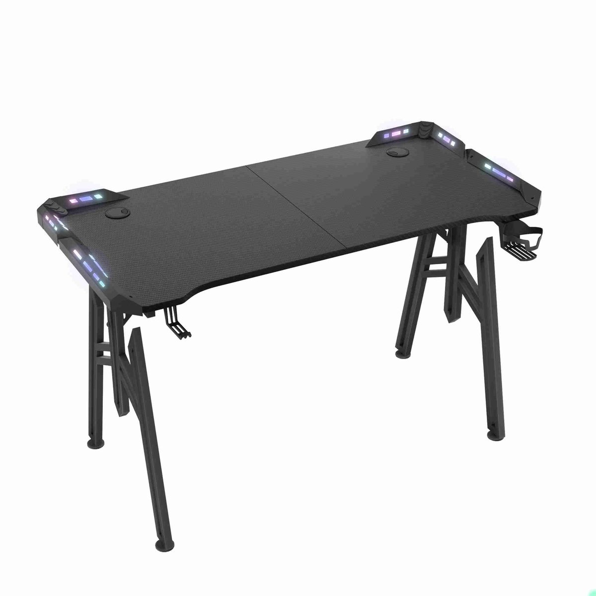 Aufun gaming bureau – 140x60 cm – M-frame – vleugelvormig staand bureau – met LED-verlichting – hoekbureau voor thuiskantoor
