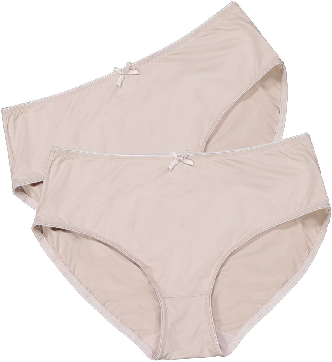 Ulla Popken - Dames - Slips set van 2 microvezel - Beige - Maat 42+