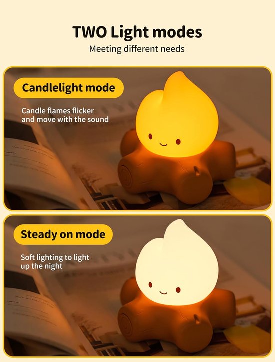 Vlammen Nachtlamp USB Oplaadbare Campfire Lamp Dimbaar Vlamloze Kaars Voor Tafeldecoratie Binnen En Buiten Sfeerverlichting Voor Kinderen Kerstmis En Feesten van Bamily — afbeelding 3