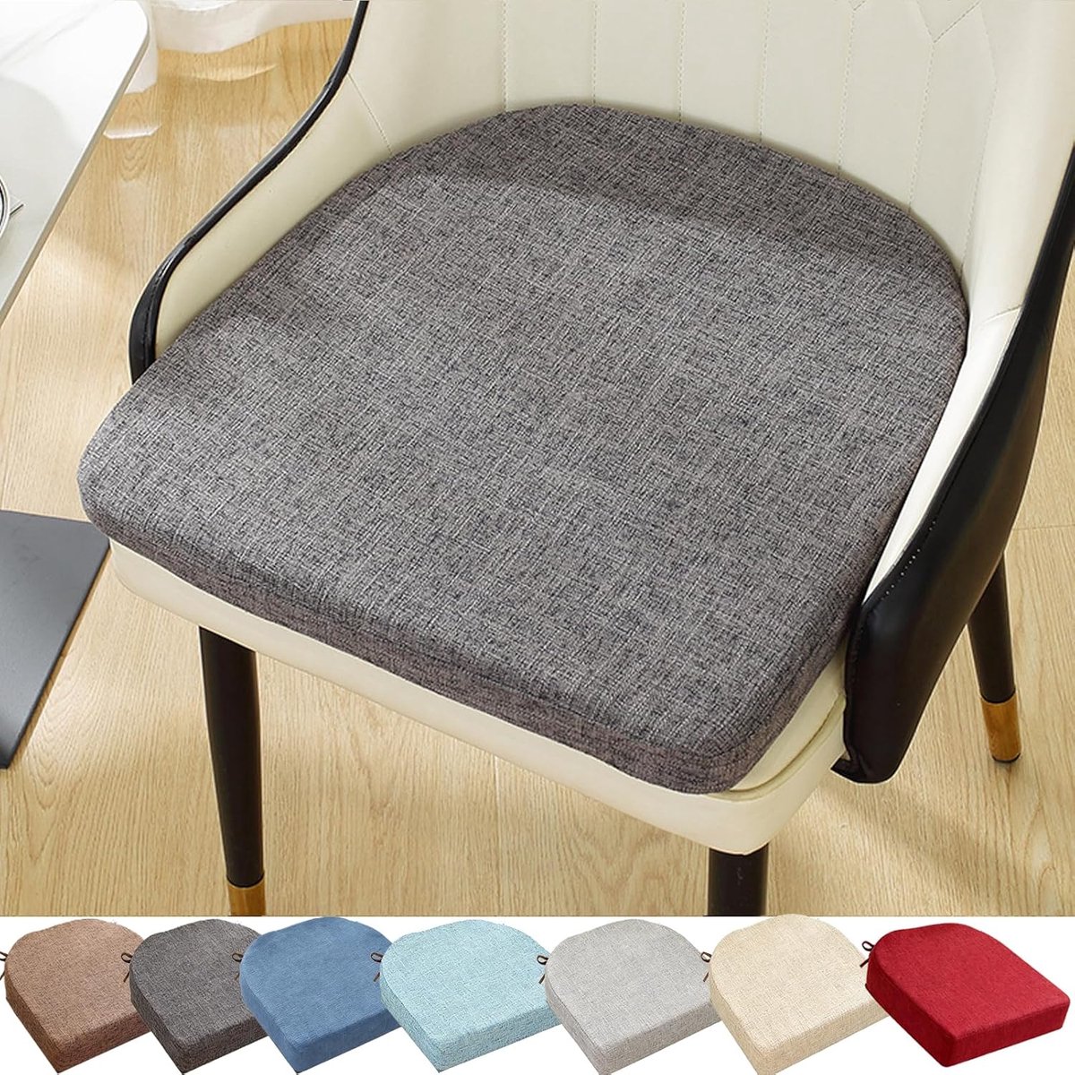 KZQ Donkergrijs, glad eetkamerstoelkussen, 45x45 cm, met decoratieve strik, zacht en dik, geschikt voor keukens en eetkamers, comfortabel zitvlak, antislip onderkant, creëert een stijlvolle interieurdecoratie.