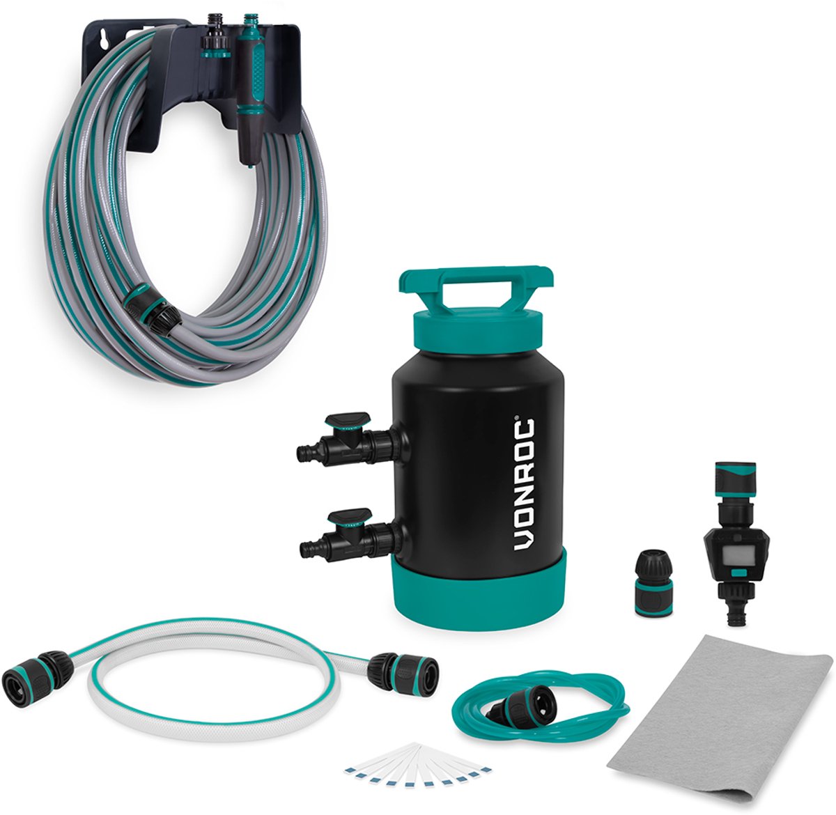 VONROC Waterontharder en Tuinslang - 20m - Complete Set