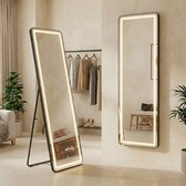 OMNIEXA Staande Spiegel met LED verlchting – Passpiegel - Staand of Hangend - 3 lichtkleuren - Dimbaar – 150cm x 40cm