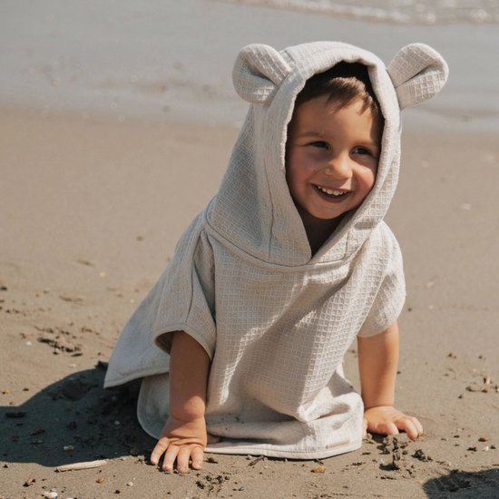 Bamboom Badponcho Baby 0–2 Jaar - Bamboe Wafel Terry - Warm White — afbeelding 2