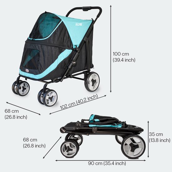 Poussette pour chiens MAMUT Innopet pour grandes races de chiens jusqu'à 50 kg - housse de pluie incluse