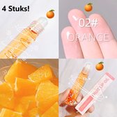 4 Stuks - Roll-On Fruitolie Lippenbalsem | Hydraterende, Transparante Gloss Lip olie | Langdurige Verzorging in de smaak Sinasappel
