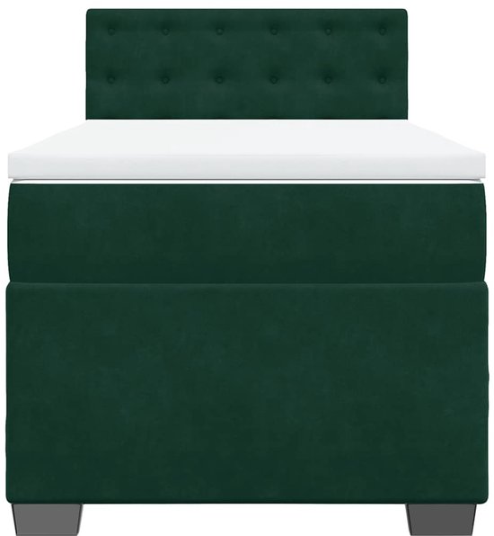 vidaXL - Sommier tapissier - avec - matelas - velours - vert foncé - 90x190 - cm