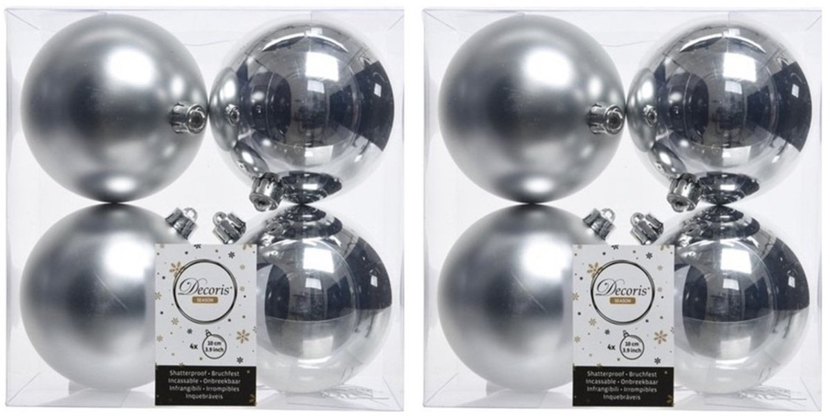 Decoris Kerstballen - 24x st - zilver - 10 cm - kunststof - kerstversiering