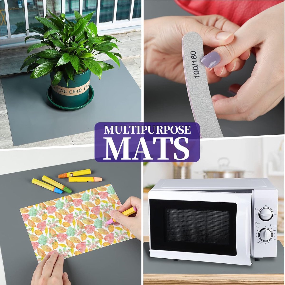 Stunq® Siliconen Knutselmat 70x50 cm – Bak mat - Anti-aanbak, Antislip Tafelmat met Opbergzak – Multifunctionele Werk mat voor Handwerk, Doe-Het-Zelf, Nagelkunst & Bakken (Donker grijs)