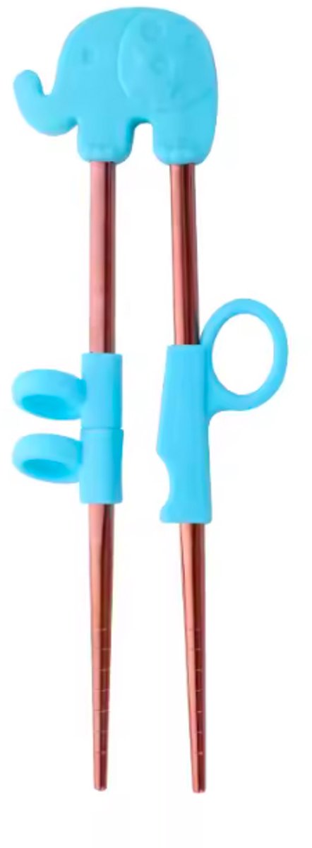 ProductGoods Kinder Eetstokjes – Olifant – Met Hulpstuk – 2 Stuks – Blauw/Rosé Goud