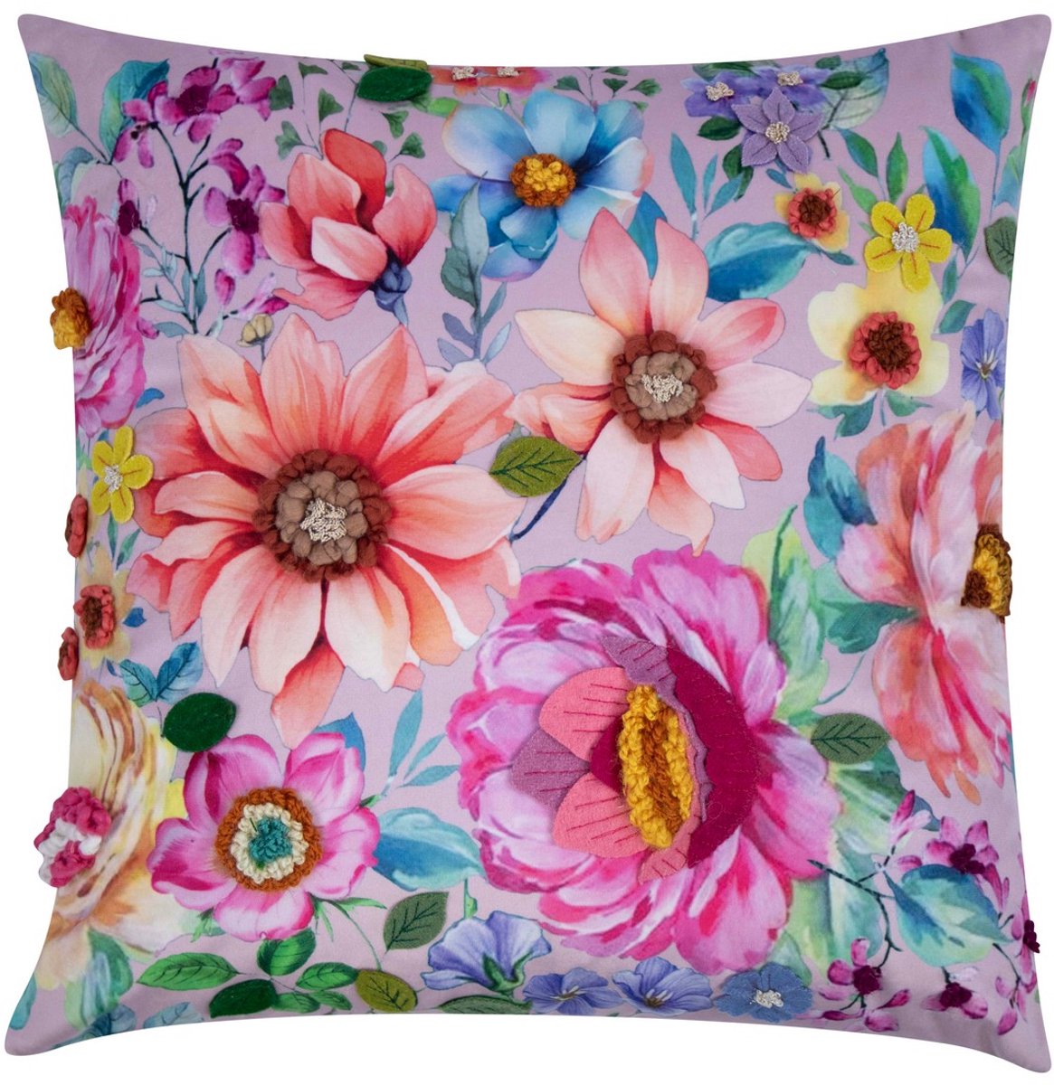 Perugia Kussen velvet geborduurd roze 45x45cm