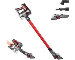 Stofzuiger zonder zak Draadloze Bezem UP600 100W PowerClean - Krachtig Compact Licht - Autonoom Multifunctioneel voor Huis Auto Kantoor - Rood