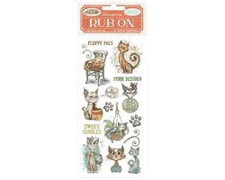 Stamperia - Stamperia Furry Friends Rub-On 4x8,5 Inch Cat (DFLRB197)