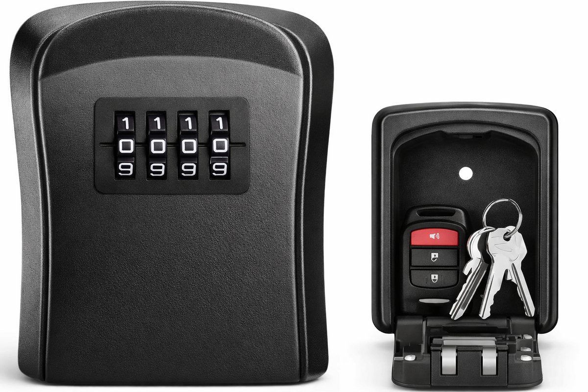 Ultiluxe® Sleutelkluis voor buiten en binnen - Zwart - Sleutelkluisje met code - Waterbestendig - Kluisje met cijferslot - Thuiszorg - Opbergen van sleutels en pasjes - Sleutelkastje voor in de zorg - Met wandmontage - Sleutel kastje
