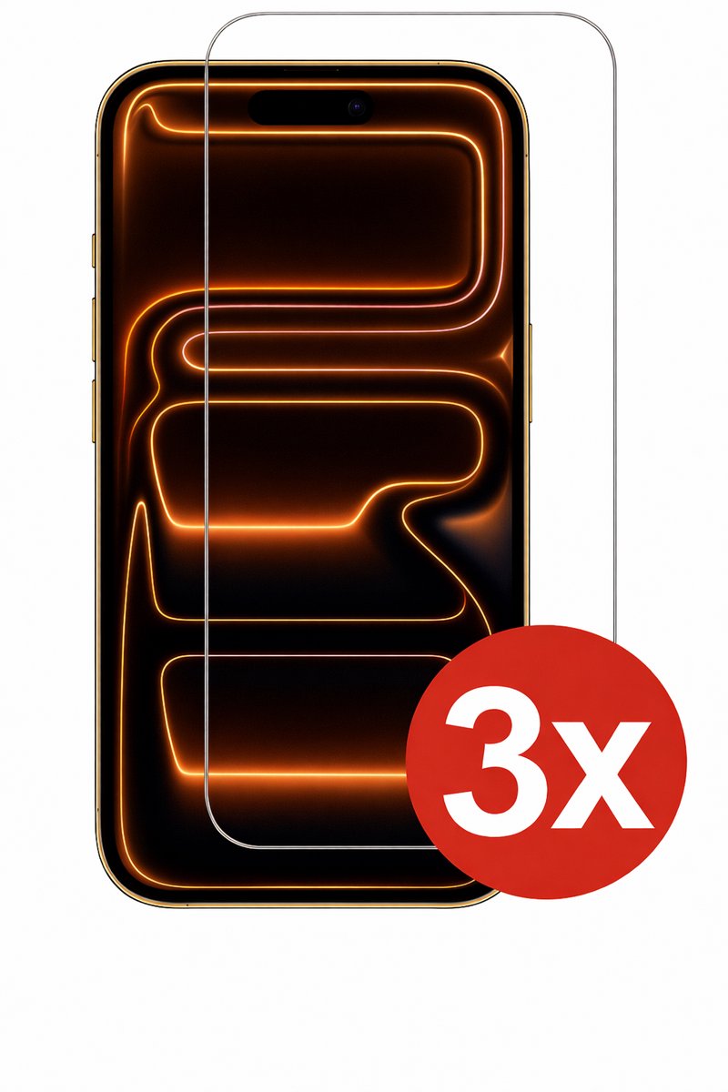 Screenprotector - 3 stuks - Geschikt Voor iPhone 17 Pro - Glasplaat - Tempered Glass - Gorilla - Extra Sterk - Beschermglas