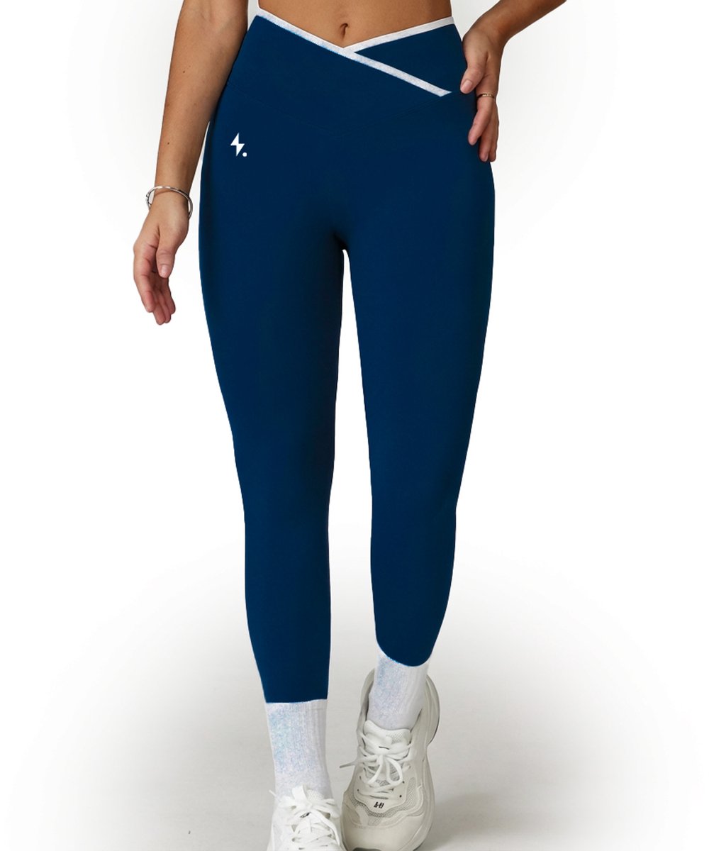Sportlegging dames – Sportbroek dames – Sportkleding dames – High waist shaping fit – Squat-proof & seamless – Fitness & yoga legging – Impulse Fitwear Contour – Blauw – Maat M