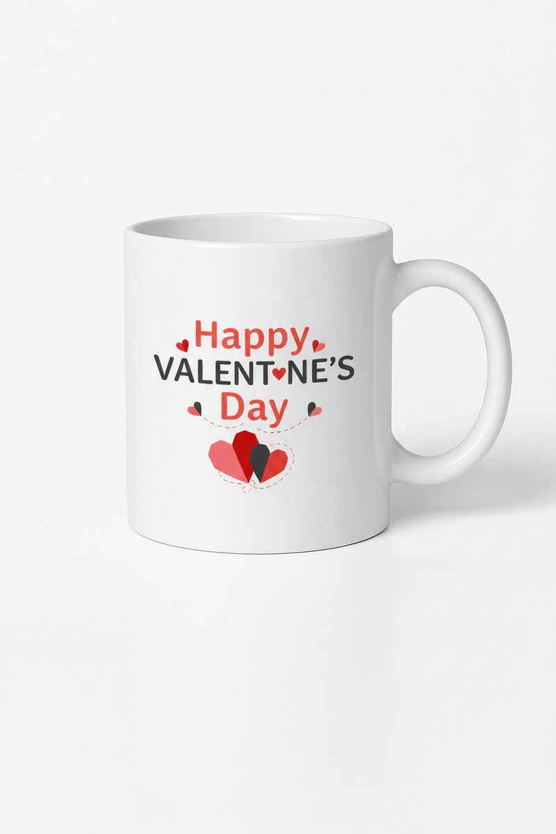 Happy Valentine's Day Mok - Liefdevol Valentijnscadeau met Harten