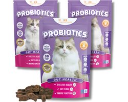 Probiotica Kat - 100% natuurlijk Voedingssupplement voor katten - Kattensnoepjes - Weerstand en imuunysysteem - Opgeblazenheid, winderigheid, diarree, constipatie kat - 90 stuks