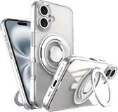 My Case Hoesje – Geschikt voor iPhone 16 - Geschikt voor MagSafe – 360 graden Draaibare Telefoonhouder standaard – Transparant
