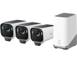 Pack de 3 caméras de sécurité eufyCam S3 Pro + HomeBase 3 - Système de caméra de sécurité - Résolution 4K - Détection de mouvement IA - Vision nocturne - Résistant aux intempéries - Sans fil