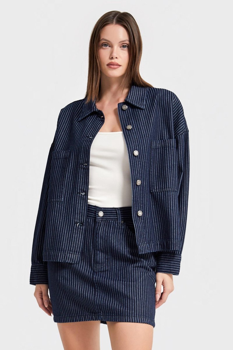 It's Basic - Oversized Pinstriped Denim Shirt