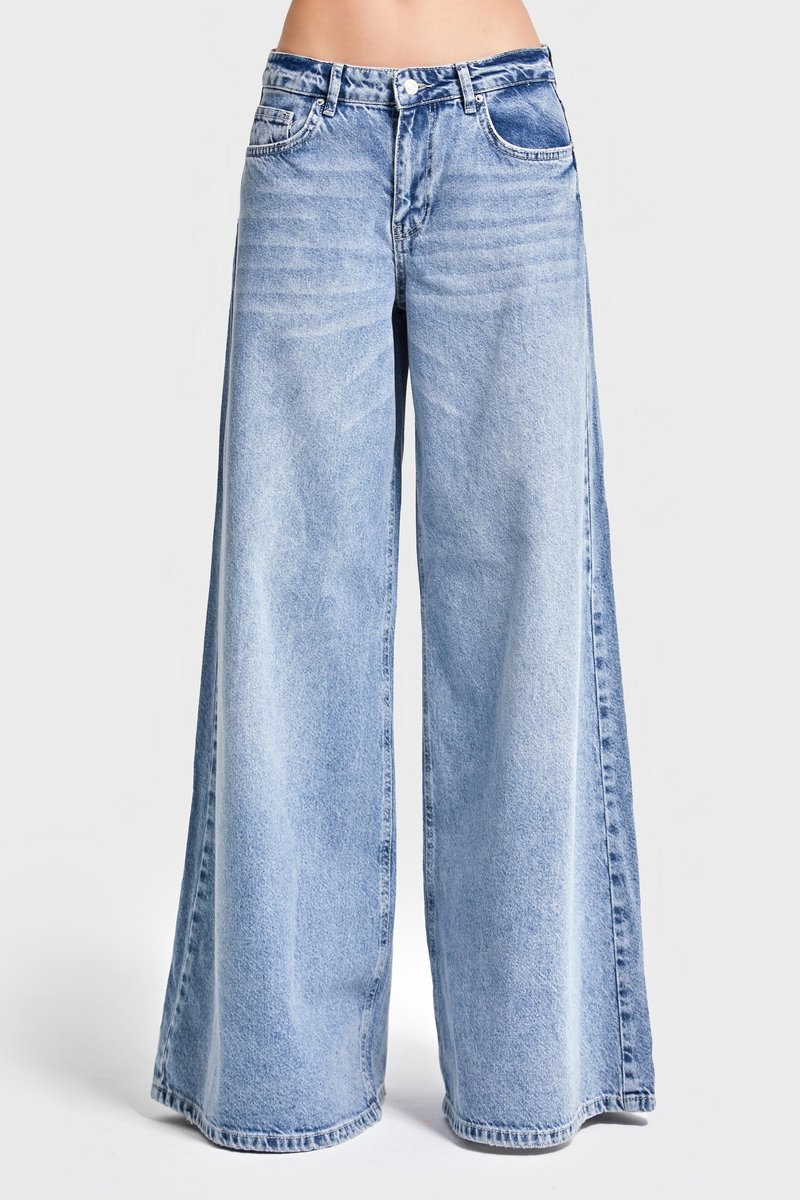 It's Basic - ELEPHANT LEG LOW RISE JEANS - AQUA