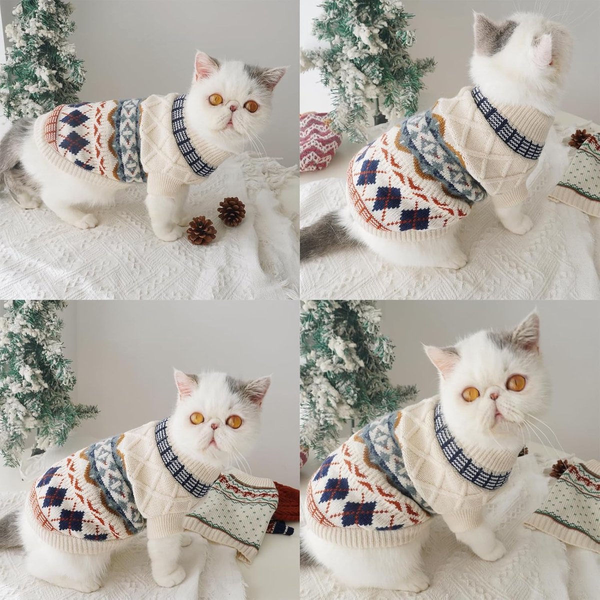 Hondentrui voor kleine honden, truien in etnische stijl voor kleine honden, zachte en donzige truien, winterkleding ultrazacht en thermisch, warme kleding voor de herfst, blauwXS — cadeau in Cadeau-ideeën - foto 2