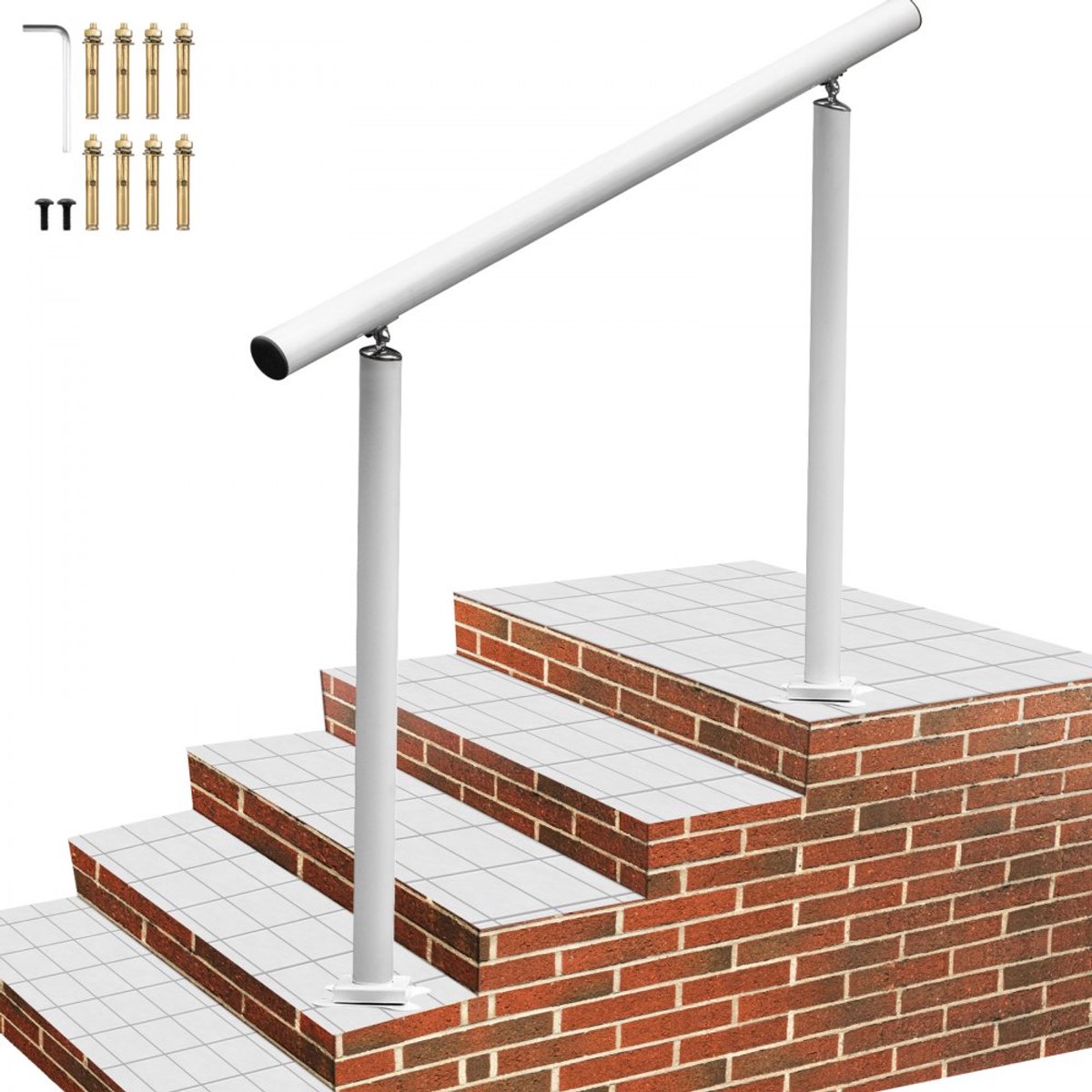 Trapleuning - Wandleuning Set - Lengte 121,9 cm - Gepolijst RVS - Inclusief Leuningdragers en Metalen Pluggen - Voor Binnen en Buiten - Corrosiebestendig