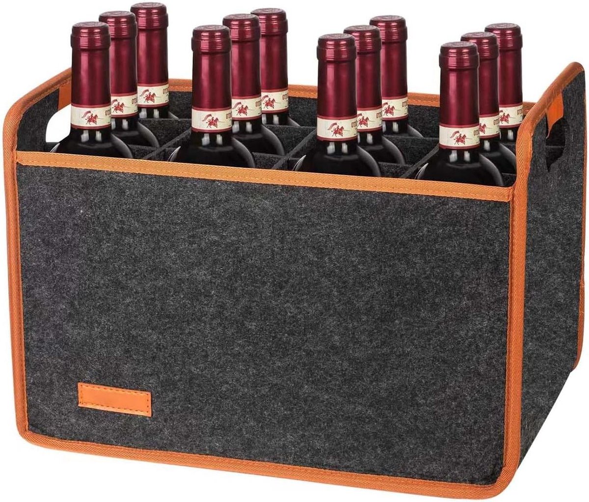 EGoods - Flessendrager met 12 vakken voor wijn- en bierliefhebbers op camping en picknick